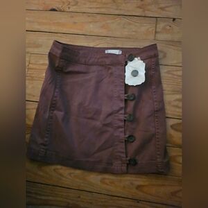 Altar'd State Deep Brown Button-Front Mini Skirt
